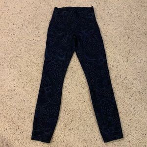 Blue and black designed lululemon leggings